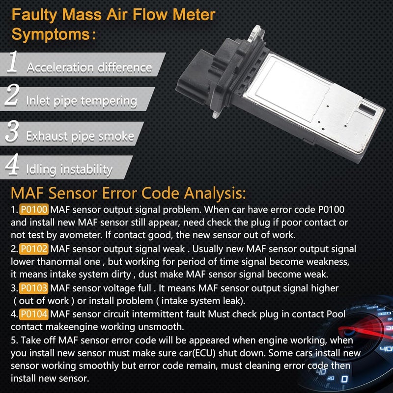 Yezoauto Mass Air Flow Sensor Maf Meter Compatible with Chevrolet Malibu 1.5L 2016-2020 & Cadillac ATS 2013-2019; CT6 2016-2020 Replace OE 23118170 23366103 20787043 - Image 2